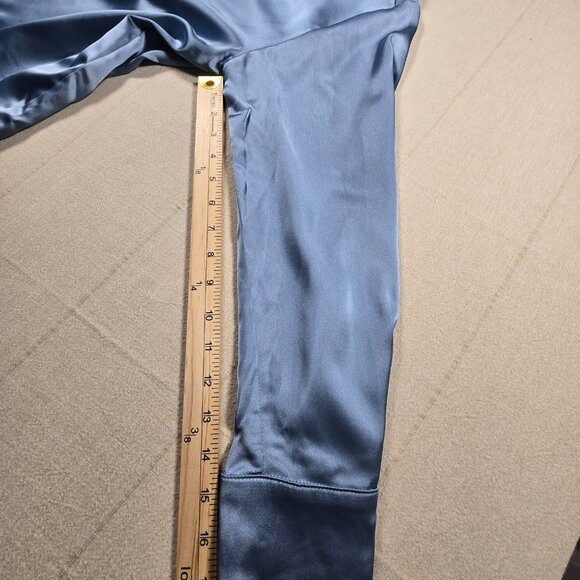 Zara Women Satin Blouse Shirt Blue Gold Button Size Medium NWOT 2138/748/431 - Picture 11 of 13